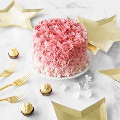 Pink rosette cake by Frostations